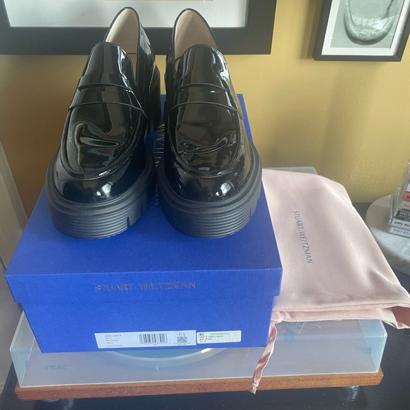 Stuart Weitzman Black Patent Leather Chunky Loafers - Picture 7 of 7